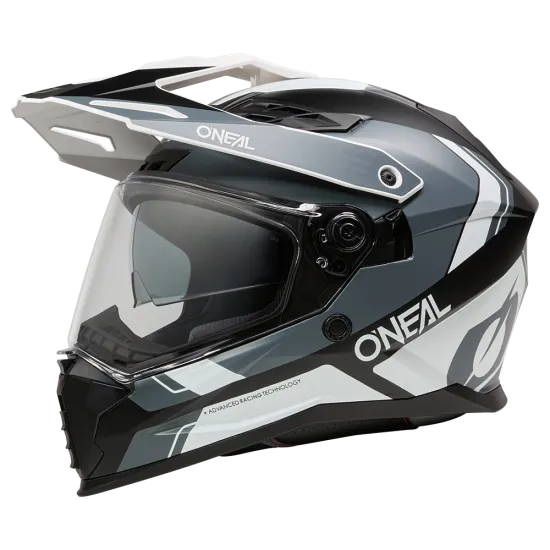 Ендуро каска O'NEAL D-SRS NOMAD BLACK/WHITE/GRAY V.26 с ABS коруба и вграден слънчев визьор