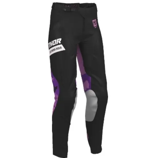 Дамски мотокрос бричове THOR WMN Launchmode Bleach Black/Orchid с вентилация и кожени панели
