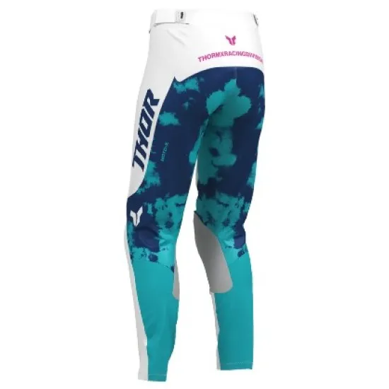 Дамски мотокрос бричове THOR WMN Launchmode Bleach White/Aqua с вентилация и кожени панели