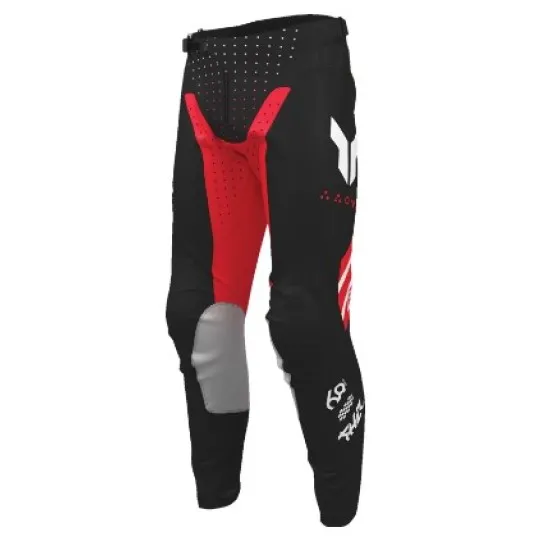 Мотокрос брич THOR Launchmode Futura Black/Red с кожени панели и лазерно изрязани отвори