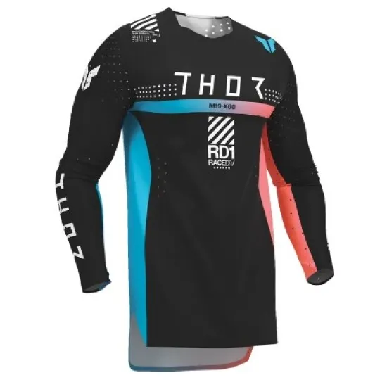 Мотокрос джърси THOR SPORTMODE SYNTH BLACK – професионално джърси с еластична конструкция и вентилация
