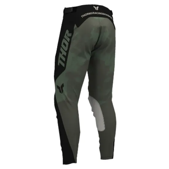 Мотокрос брич THOR Launchmode Bleach Black/Camo с кожени панели и вентилация