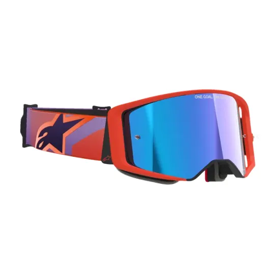 Мотокрос очила Alpinestars Supertech Vision Corp Coral/Purple с Mirror Blue плака