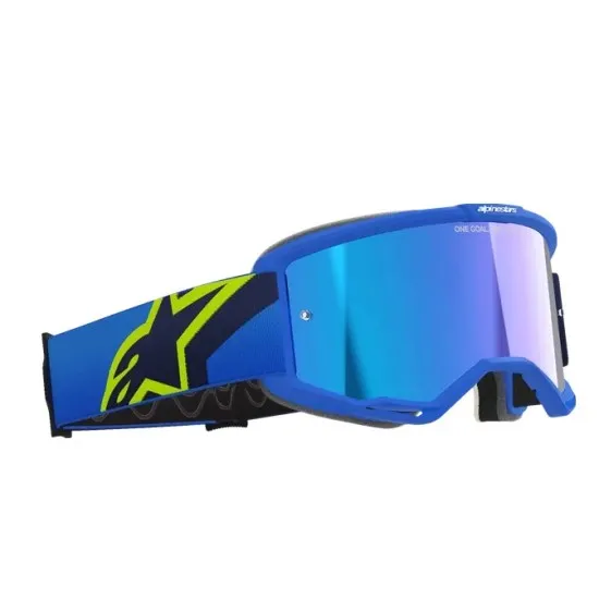 Мотокрос очила Alpinestars Vision 5 Corp Blue/Yellow с Mirror Blue плака
