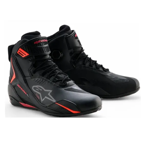 Мото боти ALPINESTARS FASTER-4 DS BLACK/RIO RED/FLUO – спортни водоустойчиви боти Hydra Motto