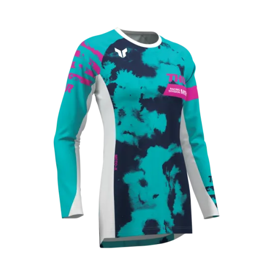 Дамско мотокрос джърси THOR LAUNCHMODE Bleach White/Aqua