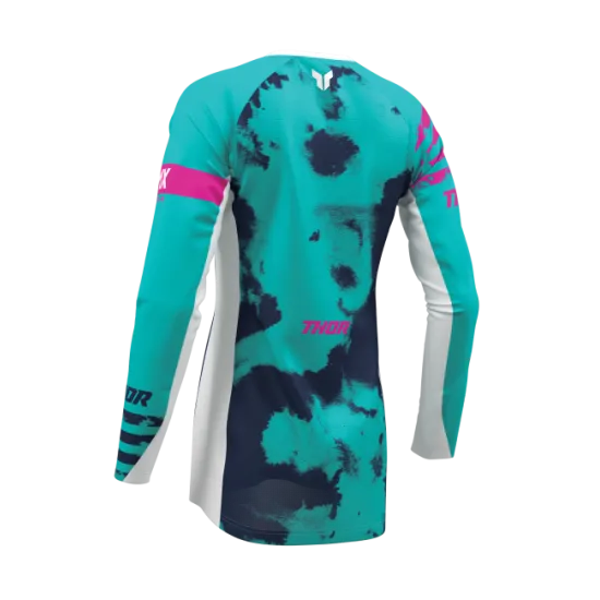 Дамско мотокрос джърси THOR LAUNCHMODE Bleach White/Aqua