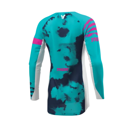 Дамско мотокрос джърси THOR LAUNCHMODE Bleach White/Aqua