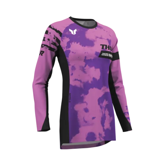 Дамско мотокрос джърси THOR LAUNCHMODE BLEACH BLACK/ORCHID – мото екипировка Hydra Motto