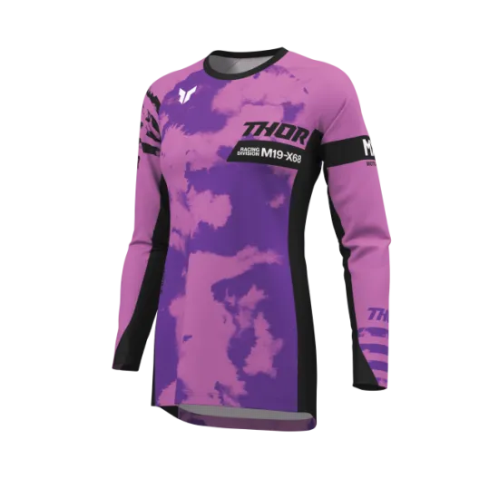 Дамско мотокрос джърси THOR LAUNCHMODE BLEACH BLACK/ORCHID – мото екипировка Hydra Motto