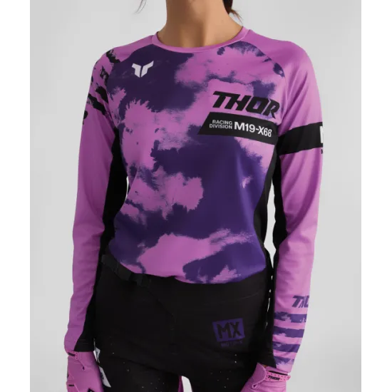 Дамско мотокрос джърси THOR LAUNCHMODE BLEACH BLACK/ORCHID – мото екипировка Hydra Motto