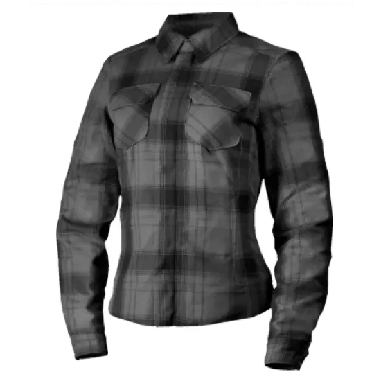 Дамска мото риза ICON Fallblock Flannel Black – защитна риза с D3O протектори и вентилационни отвори