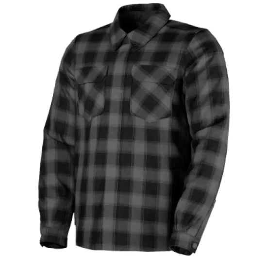 Мото риза ICON Fallblock Flannel Black – защитна мото риза с D3O протектори и вентилация