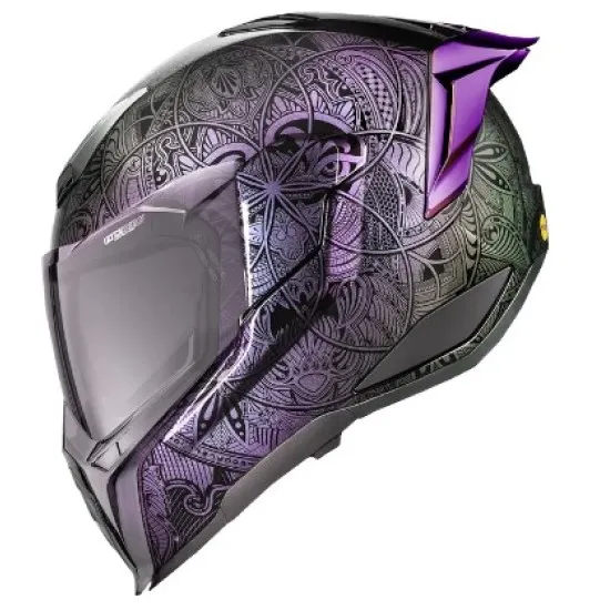 Каска ICON Ultraflite Opal Mandala MIPS Purple – лека FRP каска с MIPS защита и DropShield Ultra визьор
