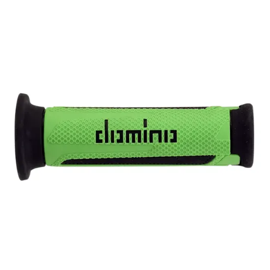 Ръкохватки DOMINO GRIP STREET TURISMO GREEN/BLACK – двойна смес, комфортни и спортни за 7/8” кормила