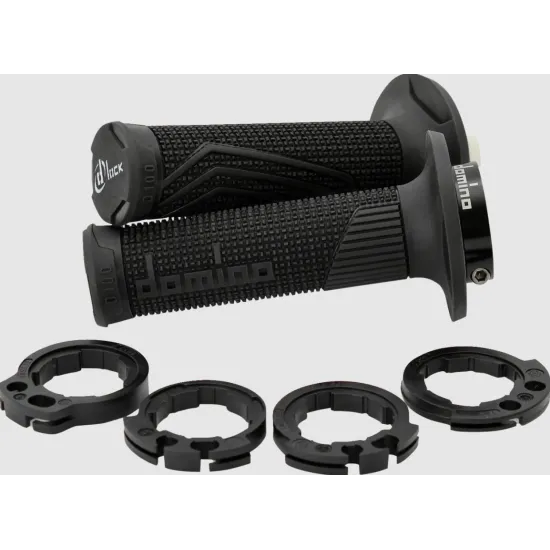 Ръкохватки DOMINO D100 LockOn BLACK – състезателни мото ръкохватки с D-Lock система