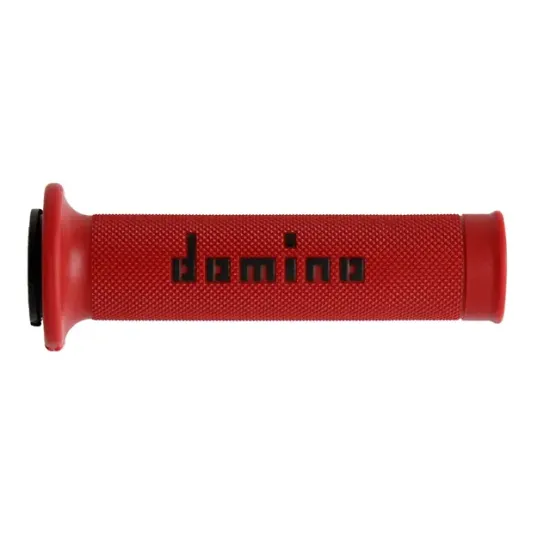 Ръкохватки DOMINO GRIPS A010 RED/BLACK – двойна каучукова смес и многопирамидална повърхност за спортни мотоциклети