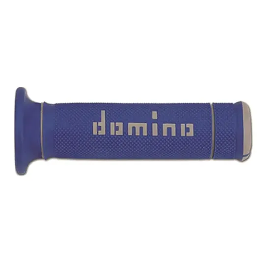 Ръкохватки DOMINO GRIPS A240 BLUE/WHITE – двойна каучукова смес и мултиконично покритие за спортни мотоциклети