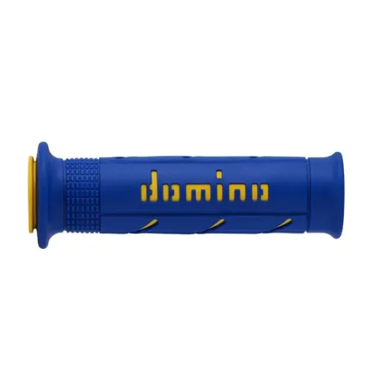 Ръкохватки DOMINO GRIPS A250 BLUE/YELLOW – двойна термопластична смес и меко покритие за комфорт и контрол