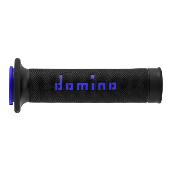 Ръкохватки DOMINO GRIPS A010 BLACK/BLUE – двойна каучукова смес и многопирамидална повърхност за спортни мотоциклети
