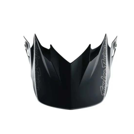 Черна матова козирка Troy Lee Designs GP Pro Peak с остър заостен профил и гравирани лога по страничните крепежни елементи