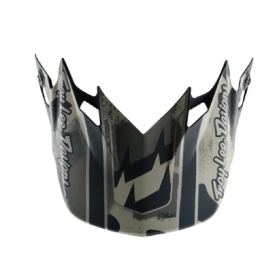 Козирка за мотокаска с тъмнозелен камуфлажен дизайн и сребристо лого TROY LEE DESIGNS от двете страни