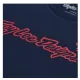 Тъмносиня тениска Troy Lee Designs с червено контурно лого Signature на гърдите и класическо обло деколте