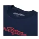 Тъмносиня тениска Troy Lee Designs с червено контурно лого Signature на гърдите и класическо обло деколте