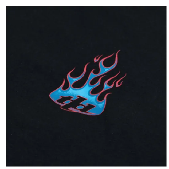 Черна тениска Troy Lee Designs Torched с ситопечатно лого - сини и червени пламъци с TLD емблема на гърдите