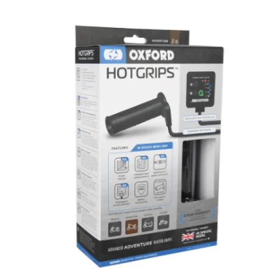 Oxford Hot Grips Advanced Touring опаковка с черни подгряващи дръжки, цифров контролер с LED дисплей и комплект кабели за монтаж