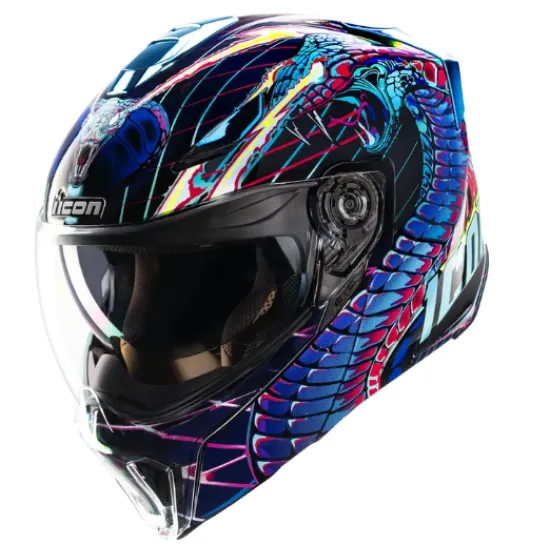 Отваряема каска ICON Threshold Synthwave Lazer Cobra Modular – модулна каска с вътрешен визьор