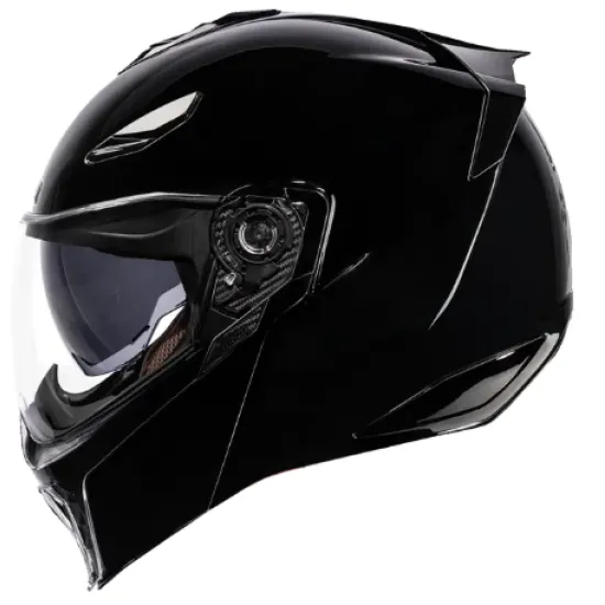 Отваряема каска ICON Threshold Solid Modular BLACK GLOSS – модулна каска с Dropshield визьор