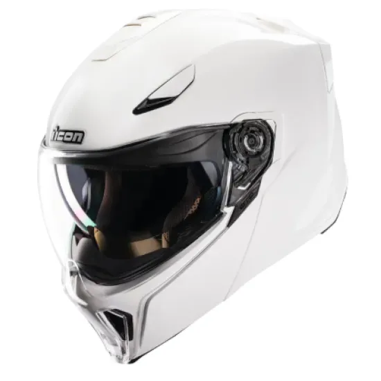 Отваряема каска ICON Threshold Solid Modular WHITE GLOSS – модулна каска с Dropshield визьор