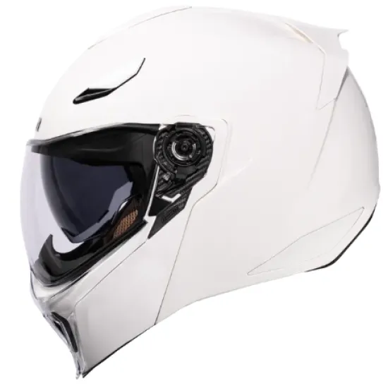 Отваряема каска ICON Threshold Solid Modular WHITE GLOSS – модулна каска с Dropshield визьор