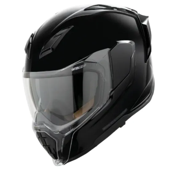 Каска ICON Ultraflite Solid MIPS BLACK GLOSS – мото каска с MIPS система и DropShield Ultra
