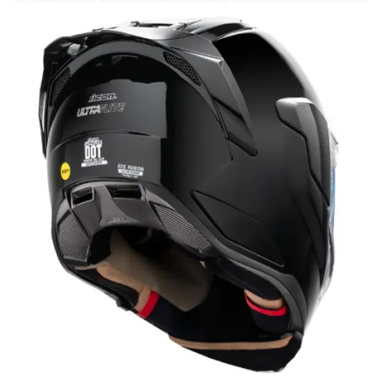 Каска ICON Ultraflite Solid MIPS BLACK GLOSS – мото каска с MIPS система и DropShield Ultra