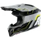 Сива офроуд каска Airoh Aviator 3 Leader с жълти акценти, черни вентилационни отвори на козирката и агресивен спортен дизайн