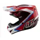 Червено-бяла детска мотокрос каска Troy Lee Designs GP Shutter с контрастни сини елементи, черен визьор и характерните TLD лога
