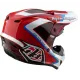Червено-бяла детска мотокрос каска Troy Lee Designs GP Shutter с контрастни сини елементи, черен визьор и характерните TLD лога