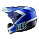 Детска мотокрос каска Troy Lee Designs GP Shutter в синьо-бяла цветова схема с геометричен дизайн, издължен визьор и множество вентилационни отвори
