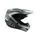 Сиво-бяла мотокрос каска Troy Lee Designs GP Shutter с геометричен дизайн, TLD лого и удължен визьор, показана от профил и отгоре