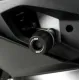 Черни краш тапи R&G Racing с капковидна форма, монтирани на бяло-червен Aprilia RS 457, с видимо лазерно гравирано лого