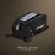 Черна мото чанта SHAD SL12M v2 с прозрачен прозорец, в който се вижда смартфон с навигация, катинарчета на циповете и бяло лого SHAD