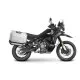Черен adventure мотоциклет CF MOTO 800 MTX с монтирани сиви SHAD куфари от двете страни, показан в профил на бял фон