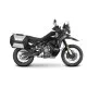 CF MOTO 800 MTX в черно с монтирани черни кубични куфари SHAD - два странични и един заден куфар, показани от страничен профил на бял фон