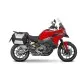 Червена Ducati Multistrada V2 с черни и сиви SHAD куфари монтирани странично, показана отстрани и отзад