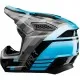 Мотокрос каска THOR FLEET CAMBER в черен цвят с турски сини акценти, геометричен камуфлажен дизайн, козирка и множество вентилационни отвори