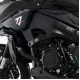 Черни краш тапи R&G Racing монтирани на двигателя на Suzuki GSX-S1000 с матово черно покритие и лого R&G Racing