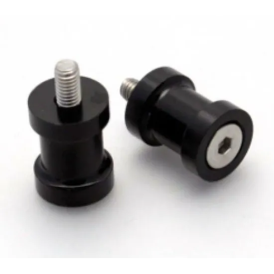 Два черни адаптера R&G Racing Stand Bobbins с неръждаеми винтове и компактна цилиндрична форма