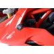 Черни краш тапи R&G Racing Aero с аеродинамична сълзовидна форма, монтирани на червен Ducati Supersport без пробиване на обтекателя